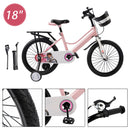 18" Kids Bike for Boys and Girls with auxiliary wheels & Rack Pink