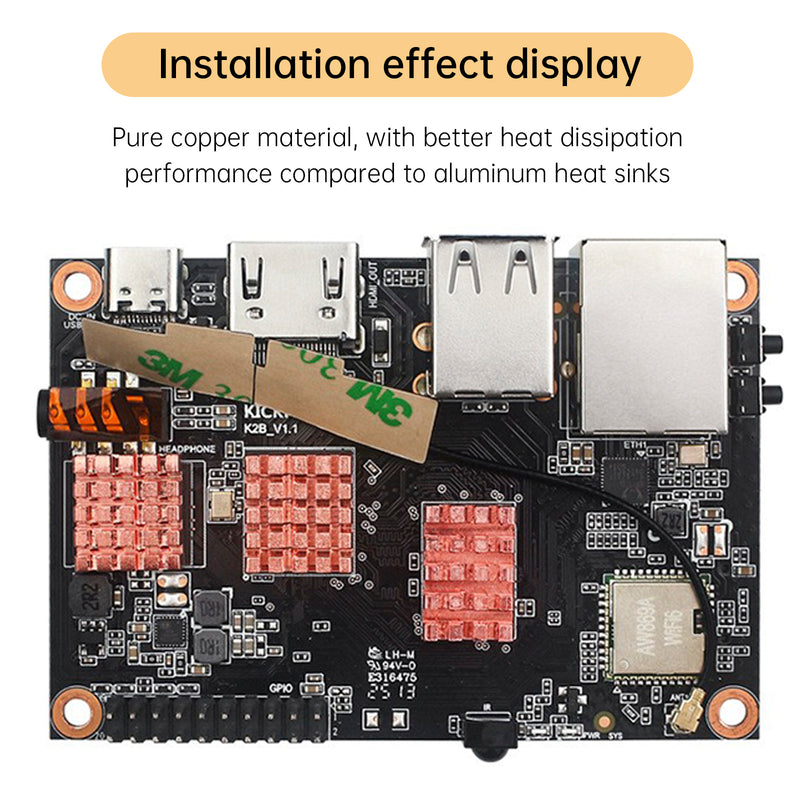 Quanzhi H618 Development Board Heat Sink Pure Copper Radiator For Kickpi K2B