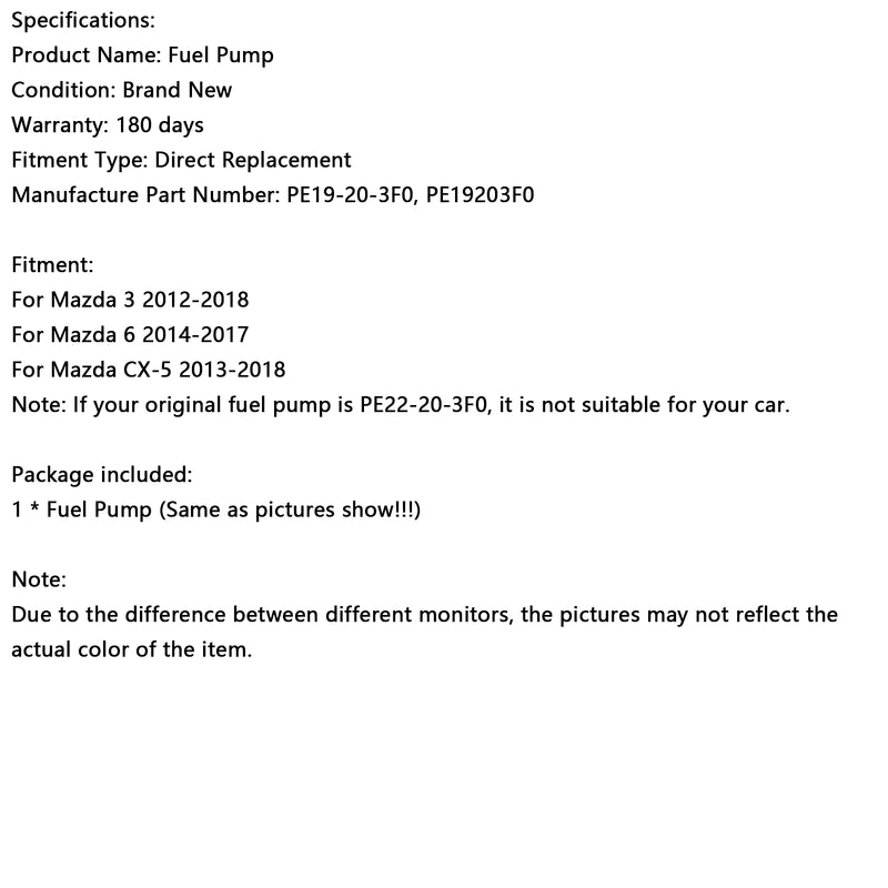 High Pressure Fuel Pump Fit MAZDA 3 2012-2018 6 2014-2017 CX-5 2013-2018