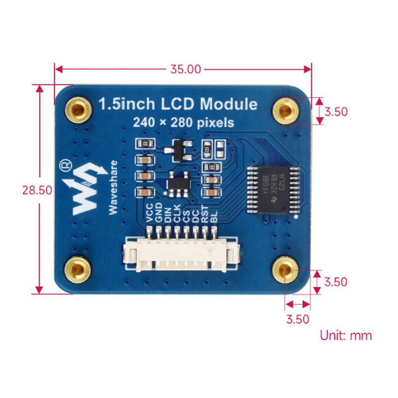 1.5-inch IPS Display SPI Interface Rounded Screen NV3030B LCD Expansion Board