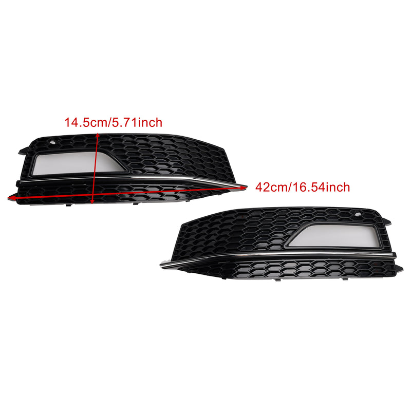 2PCS Bumper Fog Light Lamp Cover Grill Grille Fit Audi A4 S-line S4 2013-2015