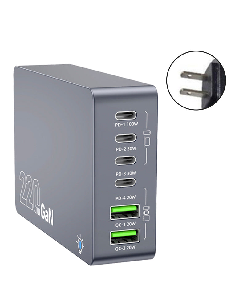 6-in-1 Wireless Charging Station Charger Clock LED Digital Display Alarm Clock