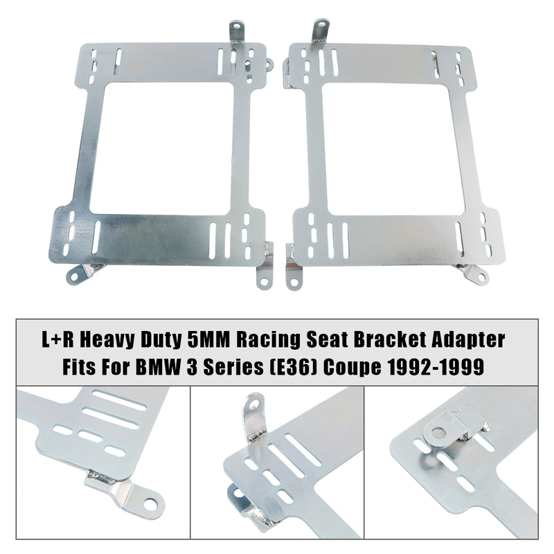 L+R Heavy Duty 5MM Racing Seat Bracket Adapter Fits For BMW 3 Series (E36) Coupe 1992-1999