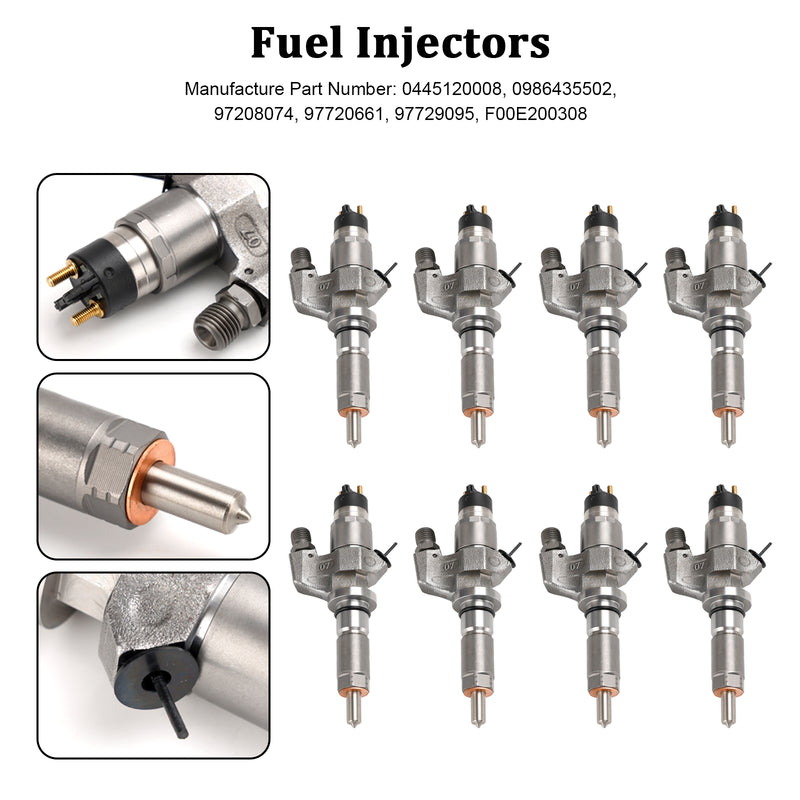 8PCS Fuel Injectors 0445120008 Fit Duramax Fit Chevy Silverado 2001-2004.5