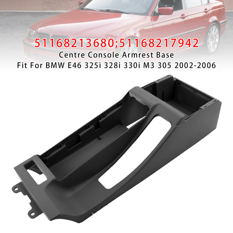 Black Centre Console Armrest Trim Base For BMW E46 325i 328i 02-06 51168213680
