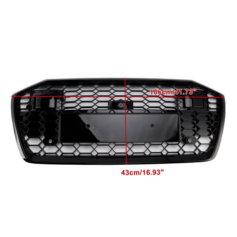 RS6 Style Honeycomb Mesh Front Grille Grill Fit Audi A6 S6 2019-2023 W/ACC