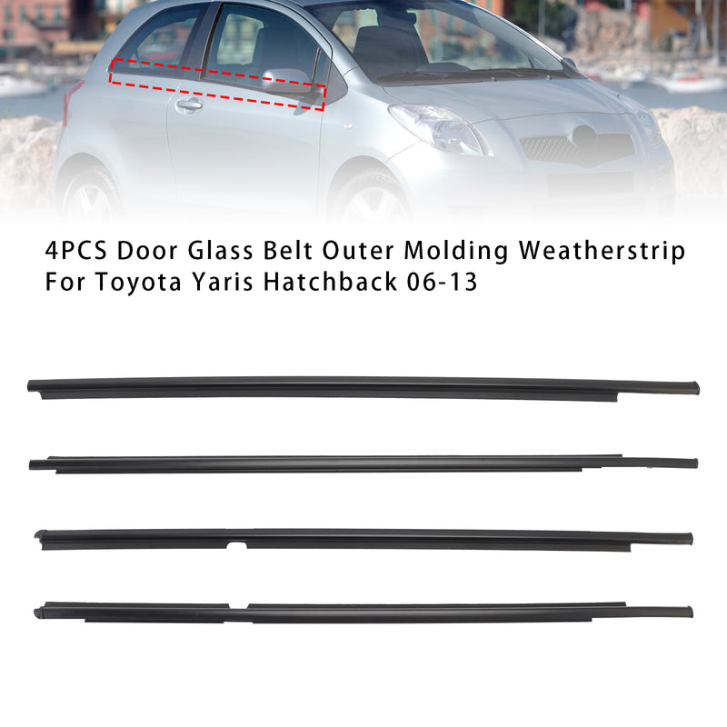 4PCS Door Glass Belt Outer Molding Weatherstrip For Toyota Yaris Hatchback