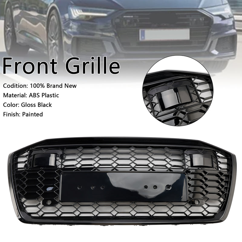 RS6 Style Honeycomb Mesh Front Grill Grille Fit Audi A6 S6 2019-2023 W/ACC