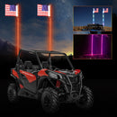 2X 3ft RGB LED Whip Lights Antenna W/ Flag Remote Control For Polaris RZR UTV ATV
