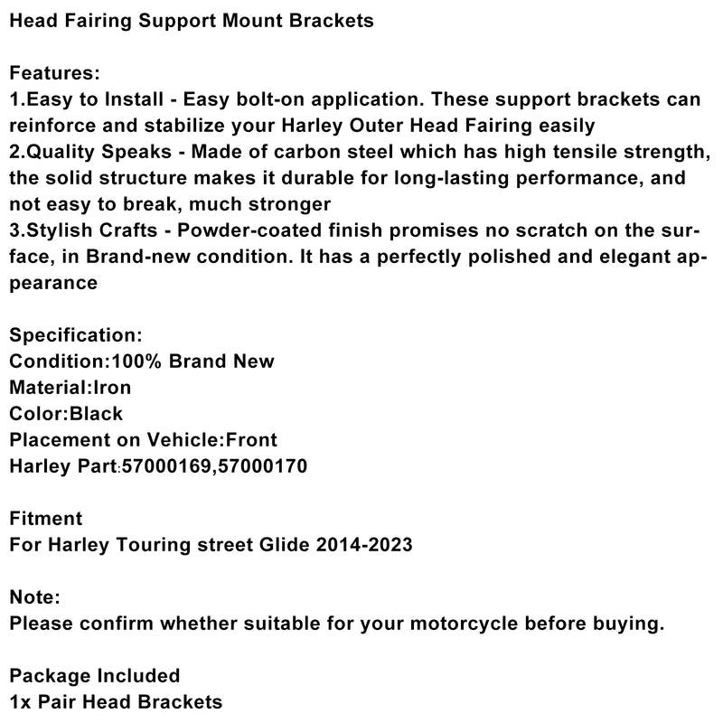57000169 57000170 Head Mount Brackets For Touring street Glide 2014-2023