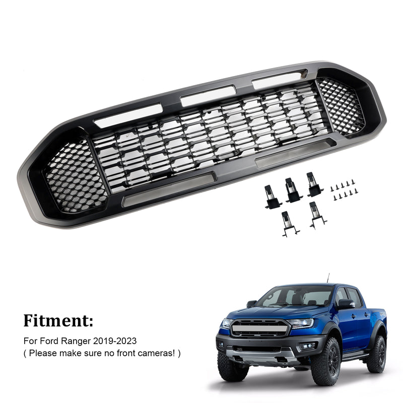 Black Front Bumper Grill Grille Fit Ford Ranger T8 2019-2023