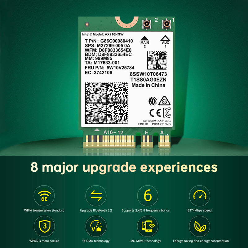 AX210 Module 5374Mbps High-Speed Wireless Gigabit Network Card Supports WIFI6