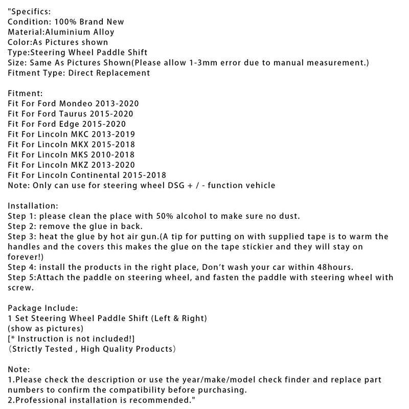 Steering Wheel Paddle Shifter For Ford Mondeo Edge Taurus 13-20 Aluminium