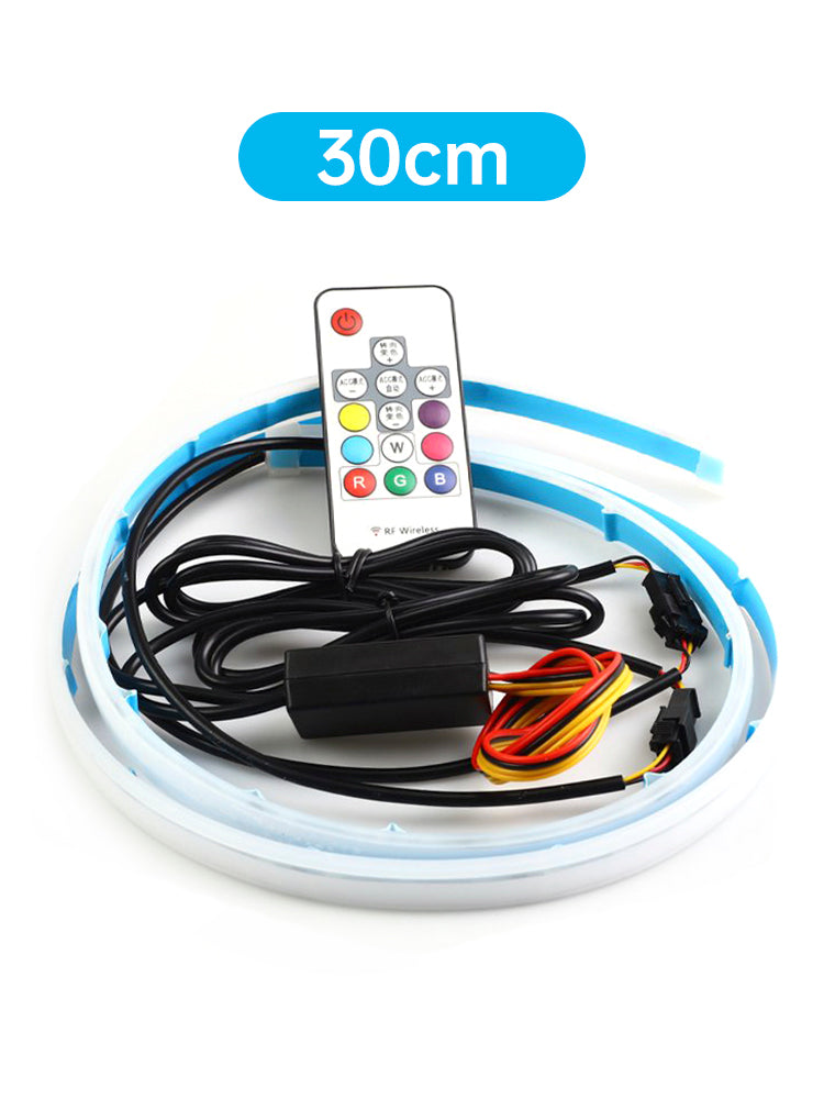 Ultra Thin Car LED Headlight Daytime Running Iridescent Light Eyebrow Strip With Remote control 30cm