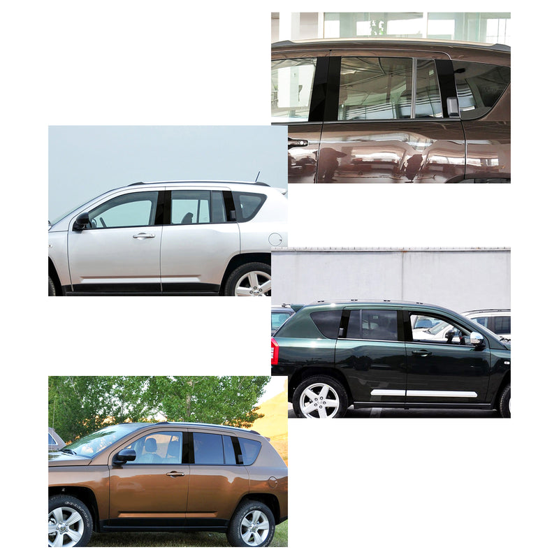 Jeep Compass 2008-2016 6× PVC Black Window Pillar Posts Decal Sticker Cover