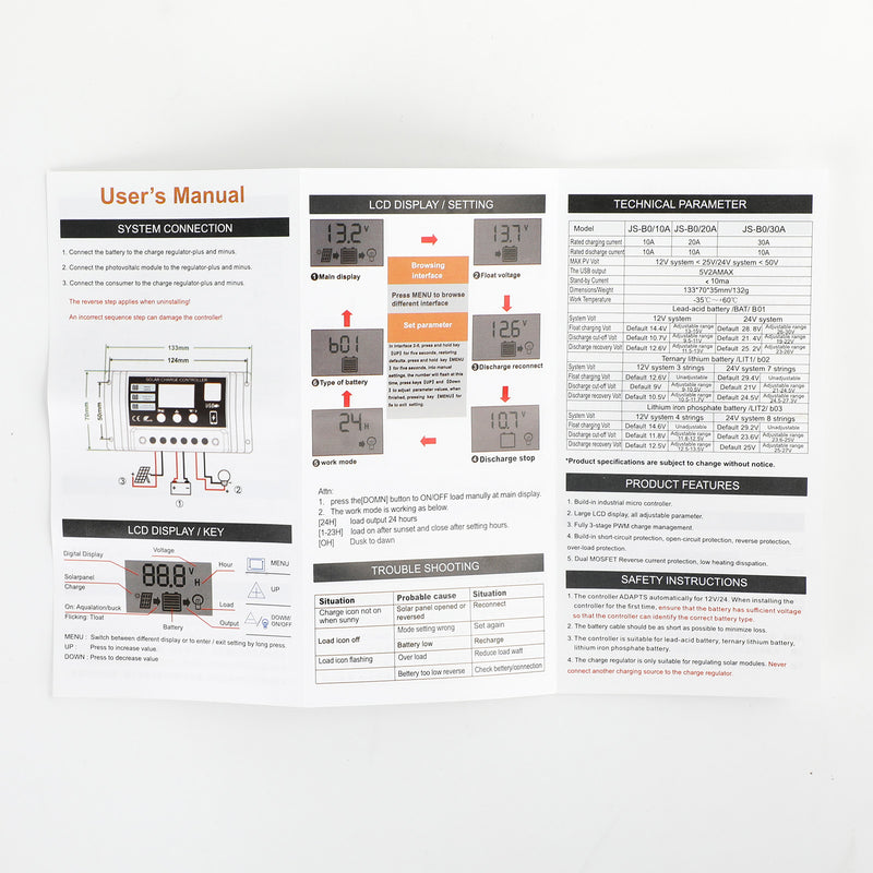 PWM 20A Solar Charge Controller PV Regulator For Lifepo4 Lithium Lead Acid Gel