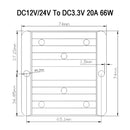 DC 12V/24V To 3.3V 20A 66W Converter Regulator Power Supplies Transformer