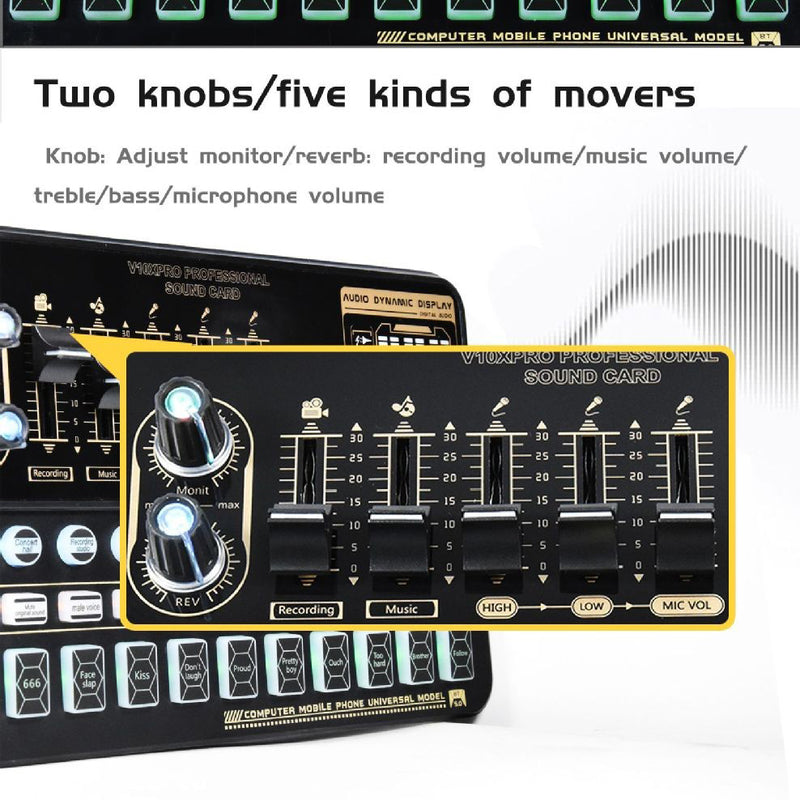 V10 Sound Card Live Sound Card Mobile Phone Karaoke Computer Live Broadcast Tik Tok Equipment