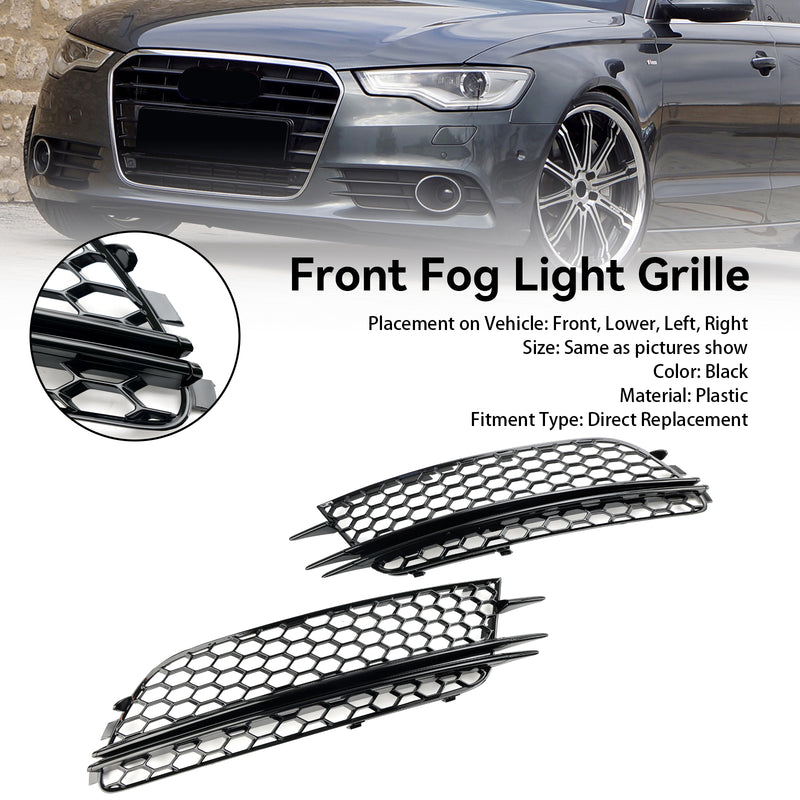 Audi A6 4G C7 2012-2015 2PCS Front Fog Light Cover Bezel Bumper Grille
