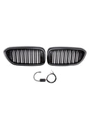 Gloss Black Double Slat Front Kidney Grille Fit BMW 5 Series G30 G31 2017-2020