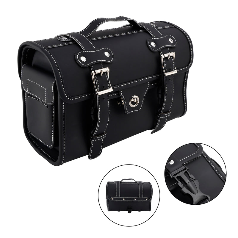 Pu Side Tail Bag Saddlebag Storage Pannier Luggage For Scooter Motorcycle Black
