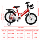 18" Kids Bike for Boys and Girls with auxiliary wheels & Rack Red