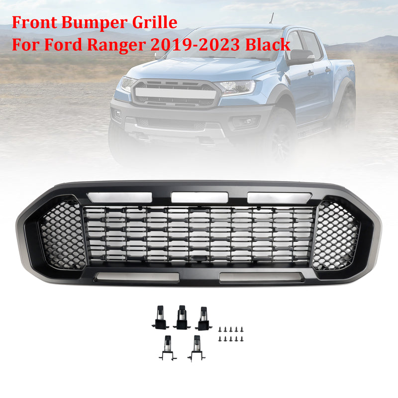 Black Front Bumper Grill Grille Fit Ford Ranger T8 2019-2023