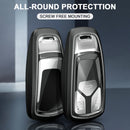 Aluminum Alloy TPU Silvery Car Key Case Cover With Buckle For Audi a6l a4l a3