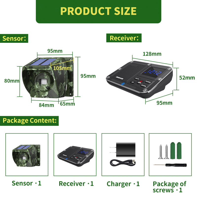 800m Solar Outdoor Infrared Powered Driveway Alarm Anti-Theft Induction Wireless