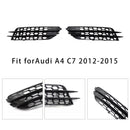 Front Bumper Honeycomb Fog Grille Cover For Audi A4 C7 2012-2015 Black