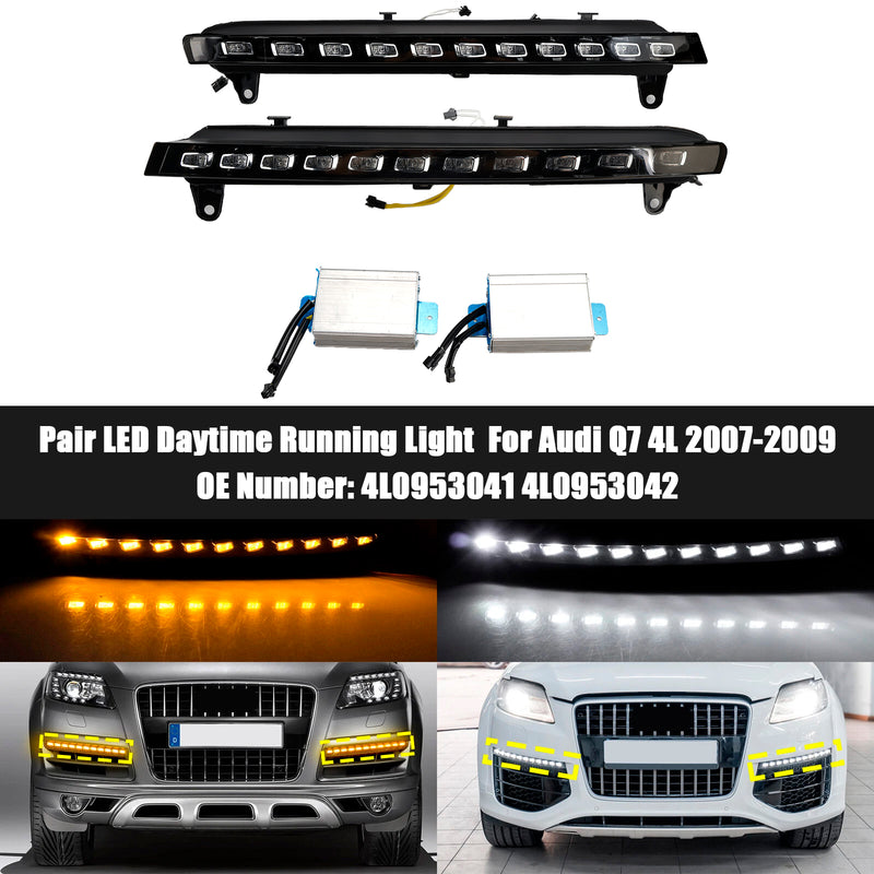 Pair LED Daytime Running Light 4L0953041 4L0953042 For Audi Q7 4L 2007-2009