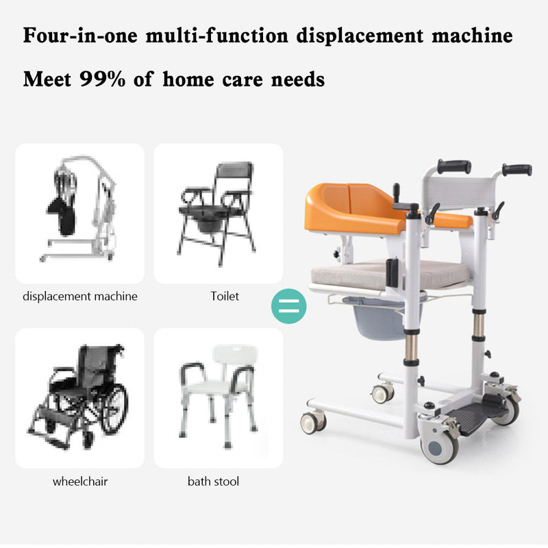 Patient Chair Transferred Lift Wheelchair w/180° Split Seat & Bedpan 440 lb