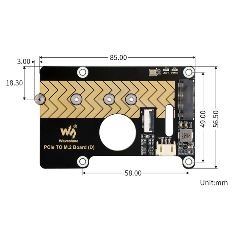 PCIE to M.2 Rotor 8Gbps Transmission Raspberry Pi5 Expansion Board M.2 Interface