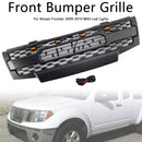 Black Front Bumper Grill Grille Fit Nissan Frontier 2009-2019 W/Led Lights