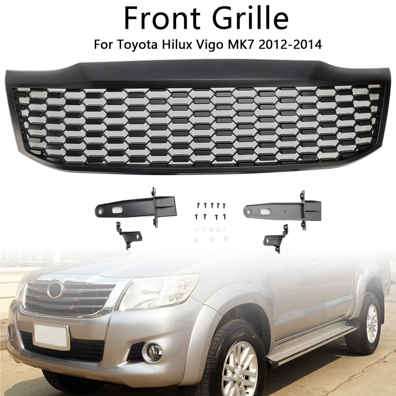 Matt Black Front Bumper Grill Grille Fit Toyota Hilux Vigo MK7 2012-2014