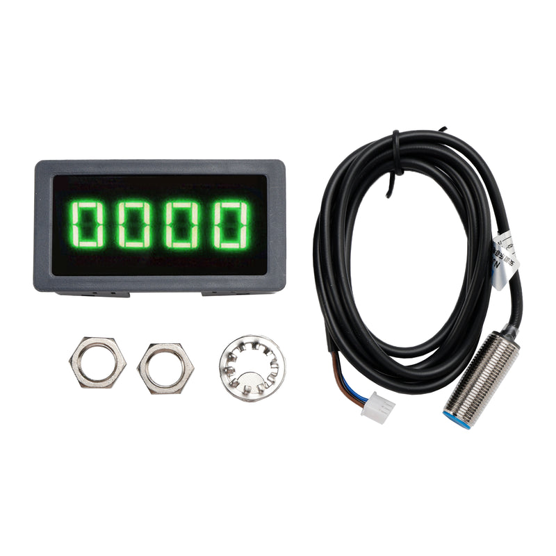 Tachometer 4 Digital LED Tach RPM Speed Meter + Hall Proximity Switch Sensor NPN