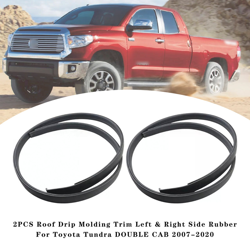 2PCS Roof Drip Molding Trim Left & Right Side Rubber For Toyota Tundra