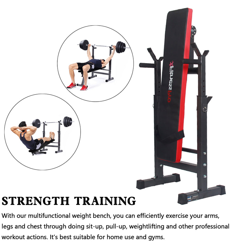 Adjustable Weight Bench Folding Bench Press w/Barbell Rack Pec workout