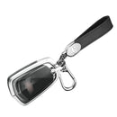Aluminum Alloy TPU Silvery Car Key Case Cover With Buckle For Cadillac