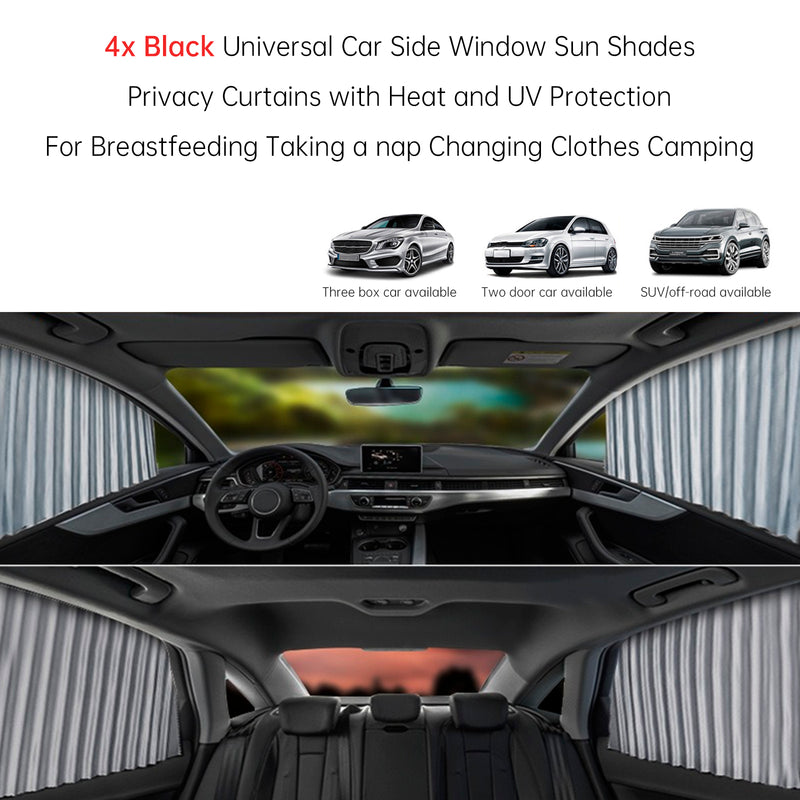 4x Universal Car Side Window Sun Shades Silver For Breast feeding Taking a nap