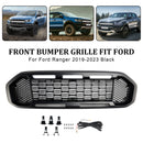 Black Front Bumper Grill Grille Fit Ford Ranger T8 2019-2023 W/LED Light