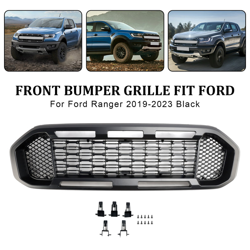 Black Front Bumper Grill Grille Fit Ford Ranger T8 2019-2023