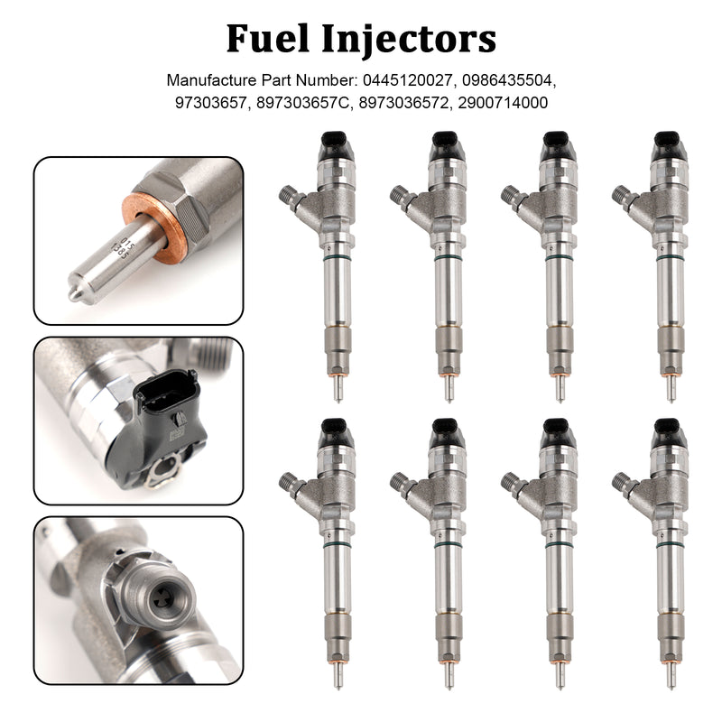 GMC Sierra 2500 3500 6.6L V8 LLY 2004.5-2005 8PCS Fuel Injector 0986435504 0445120027