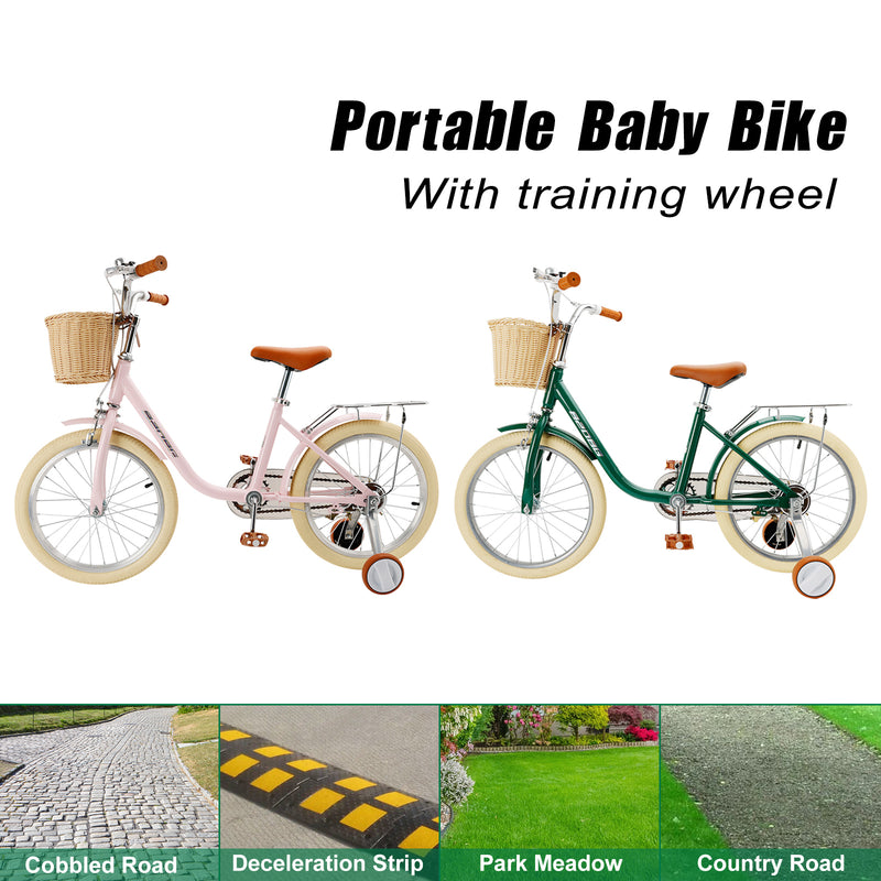 18 inches Kid's Bike Child Bicycle for Ages 7-9 Years Boys and Girls with Basket