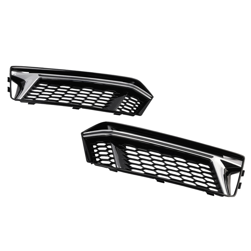 2PCS Fog Light Cover Grille Grill Fit AUDI A4 B9 S-Line S4 2016-2018