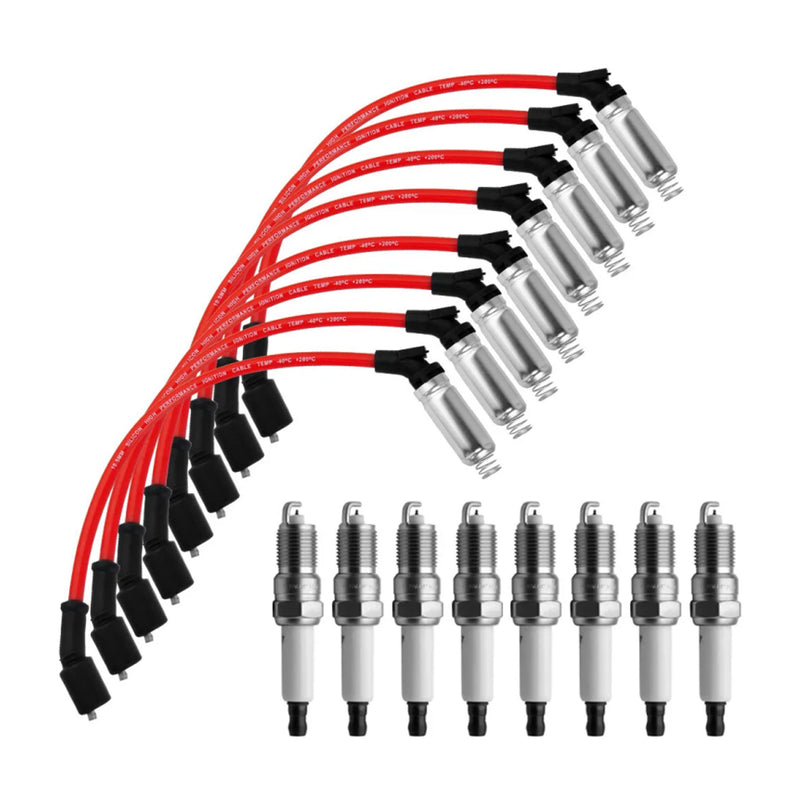 8x Spark Plugs +Wires 10.5mm Set 19299585 For Chevrolet GMC 4.8L 5.3L 6.0L V8