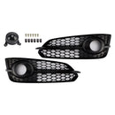 2PCS Black Front Fog Grill Grille Light Cover Fit Audi A8 S8 2015-2017
