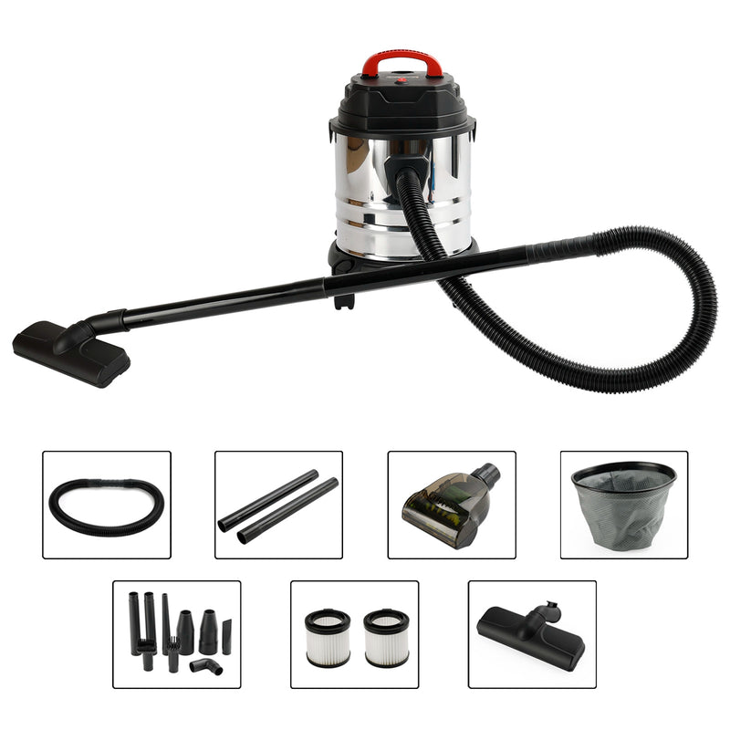 5 Gallon Steel Stainless Wet/Dry Canister Vac Shop Vacuum Cleaner 1800W