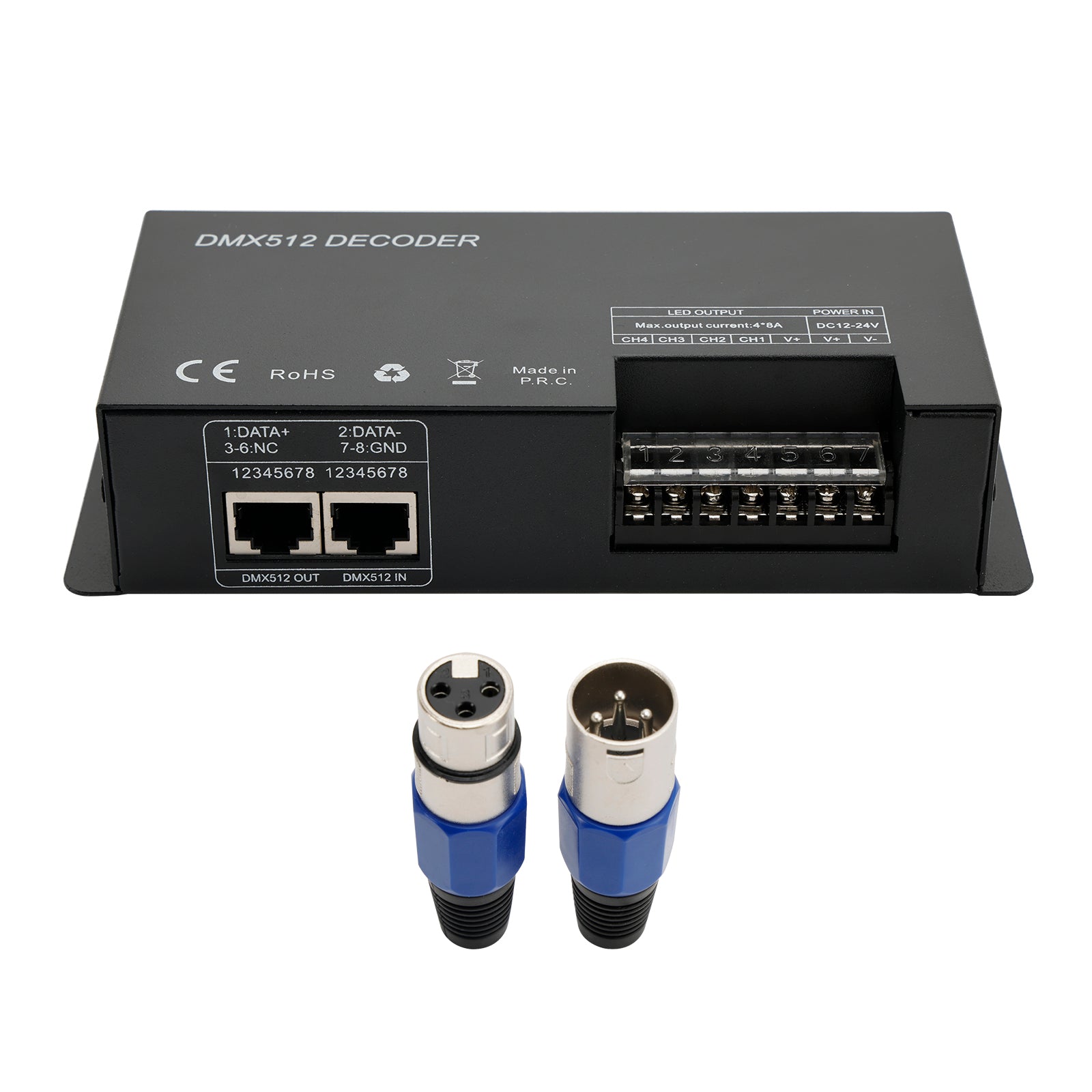 4 Channel DMX 512 Decoder RGBW PWM Dimmer Driver LED Strip Light Contr