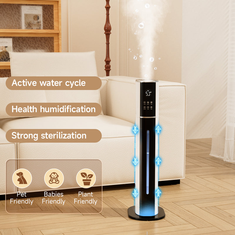 2.4gal/9L Bedroom Silent Humidifier Suitable for Large Room, 3-Speed Ultrasonic Cool Mist Humidifier, Purification and filtration function, Built-in UV lamp ，Suitable for Indoor Pet Friendly, Babies Friendly Plant Friendly